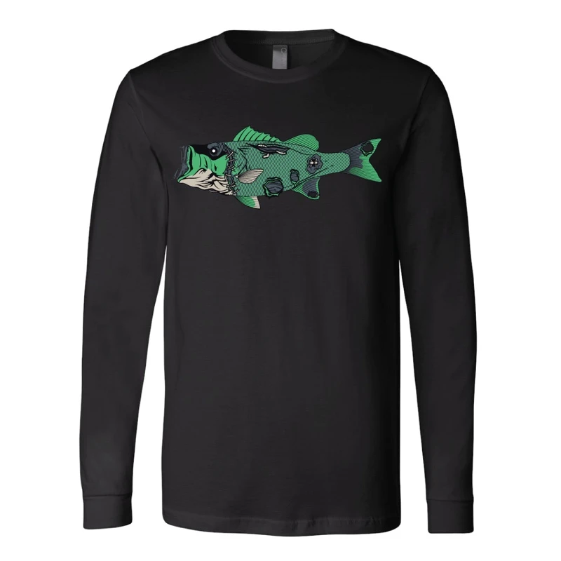 Shirts J&H Tackle Zombie Largemouth Bass Long Sleeve T-Shirt 3 Shirts J&H Tackle Zombie Largemouth Bass Long Sleeve T-Shirt
