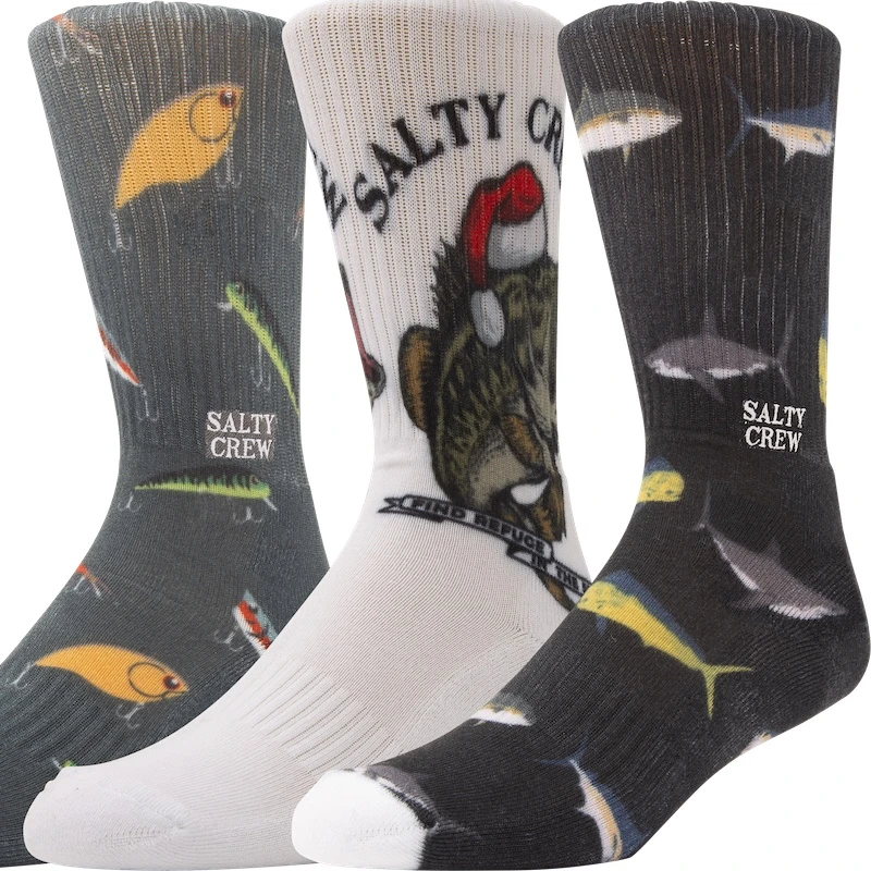 Salty Crew Fishmas 3-Pack Assorted Socks 3 Salty Crew Fishmas 3-Pack Assorted Socks