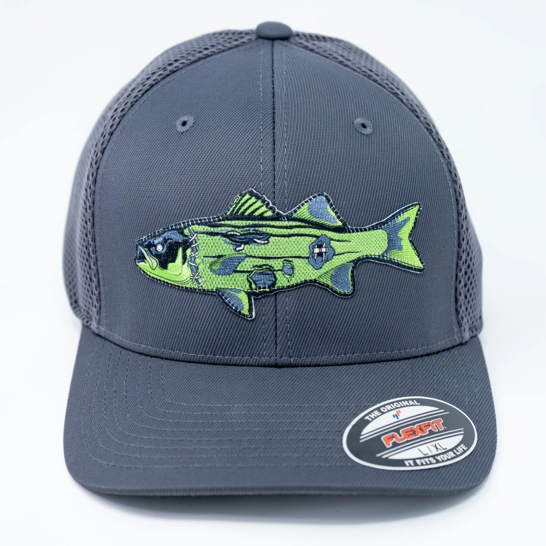 Hats J&H Tackle Zombie Striped Bass Flexfit Hat 3 Hats J&H Tackle Zombie Striped Bass Flexfit Hat